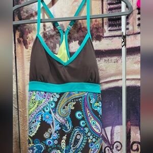 Athleta Teal Paisley Sundress / Swimdress